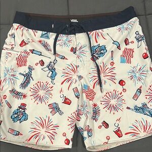 Vans Men's Patriotic Swim Shorts - Red, Blue, White